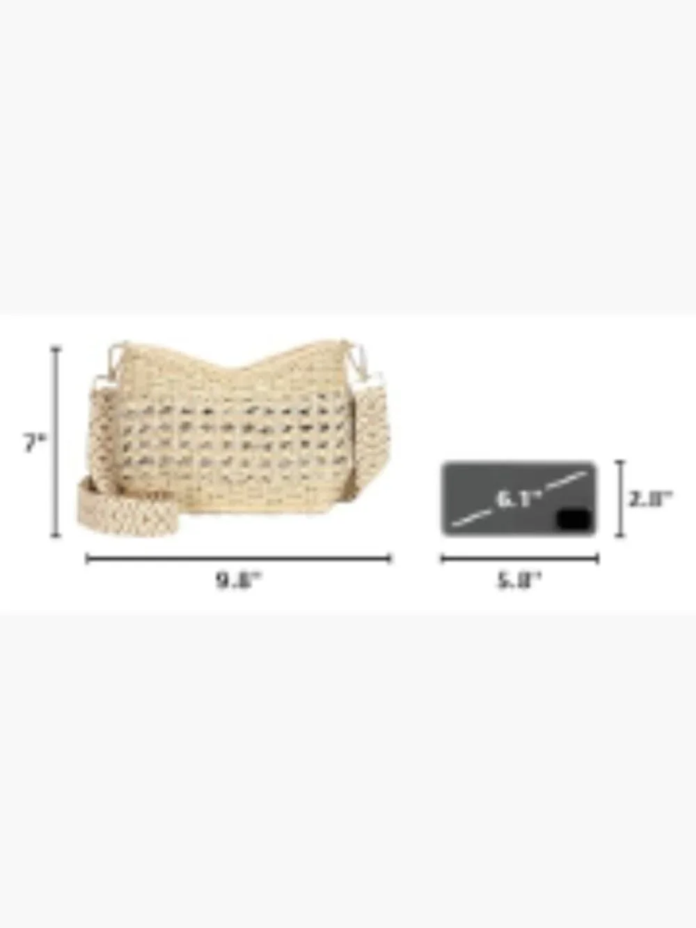 Herald Small Straw Woven Crossbody Bag Shoulder Purse for Women | Zipper